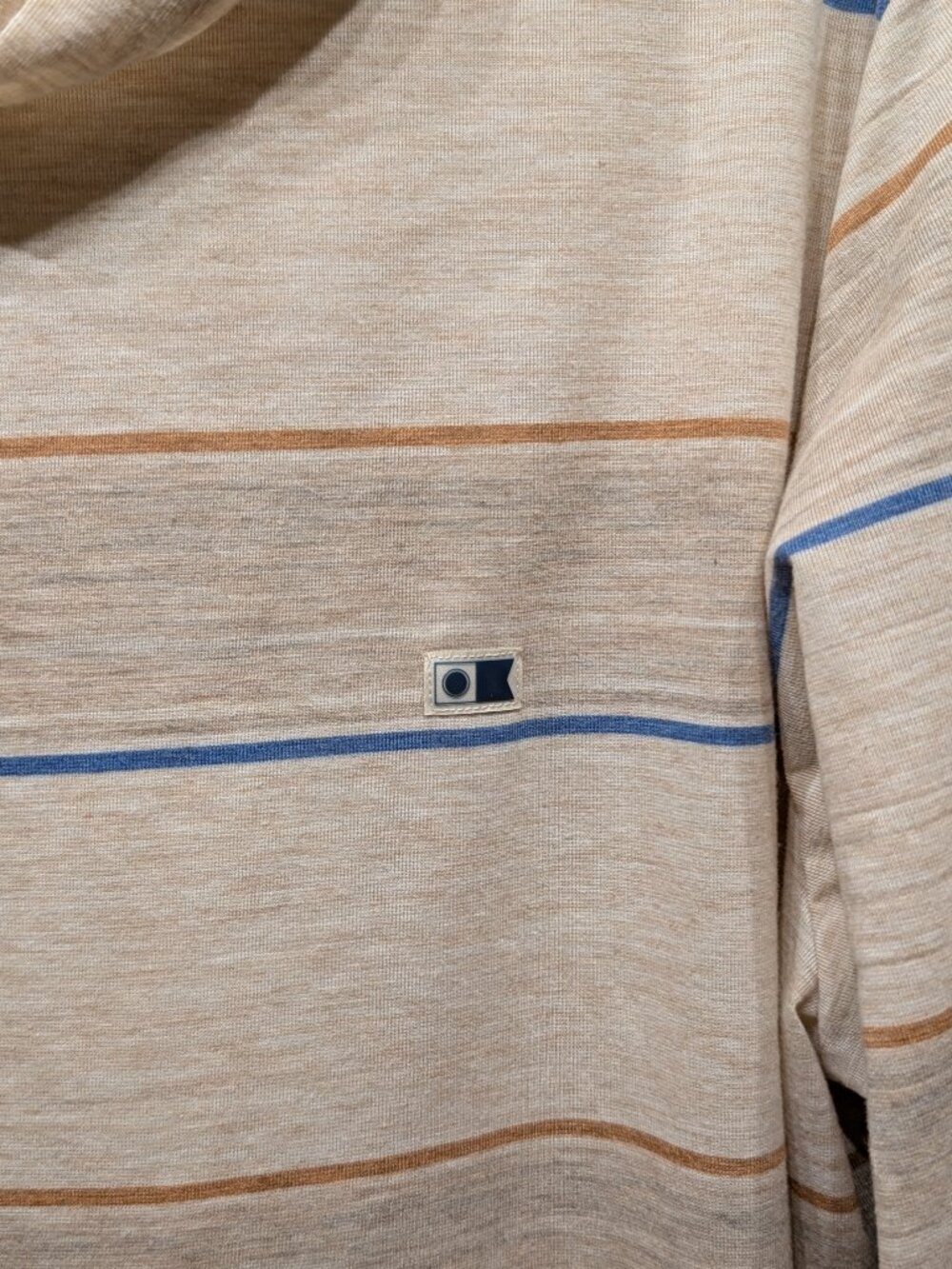Salty Crew Striped Beige Hooded Long Sleeve Tee with Subtle Logo Size Large - Picture 5 of 15